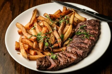 grilled meat on white ceramic plate
